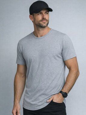 CUTS Curve-Hem T-Shirt Men’s Size L Light Gray Premium Crewneck Casual Tee